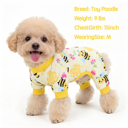 XPUDAC 4 Pack Dog Pajamas Soft Strechy Summer Dog Pjs Puppy Clothes for Small Medium Dogs Boy Girl Cat Pet Outfits, M