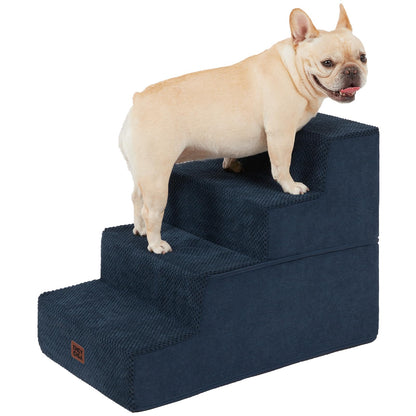 EHEYCIGA Dog Stairs for Bed 18" H, 4-Step Dog Steps for High Bed, Pet Steps for Small Dogs and Cats, Non-Slip Balanced Pet Ramp Indoor, Grey