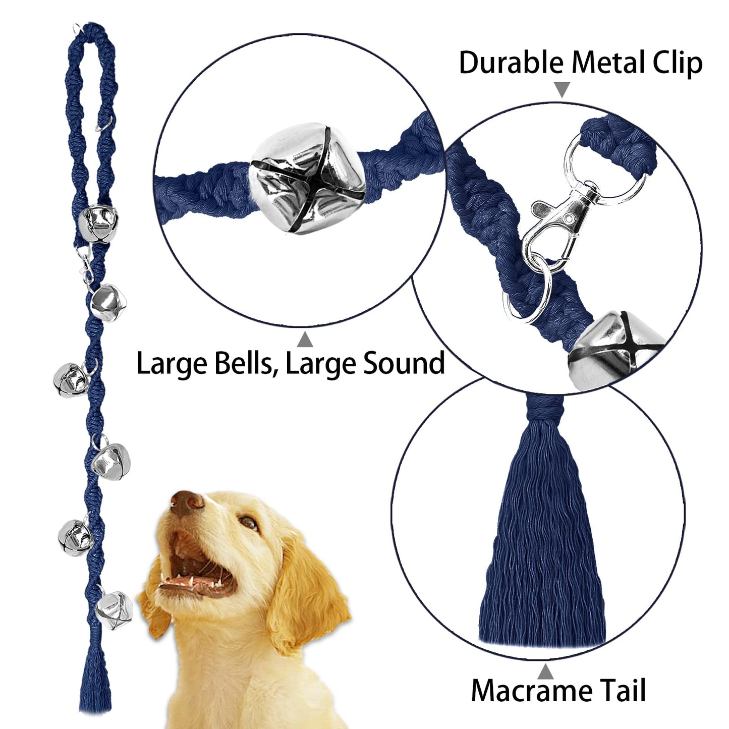 Dog Bells to Go Outside & Puppy Potty Training, Adjustable Dog Door Bell Ring to Go Potty, Handmade with Premium Yarn. Twisted Style, Beige