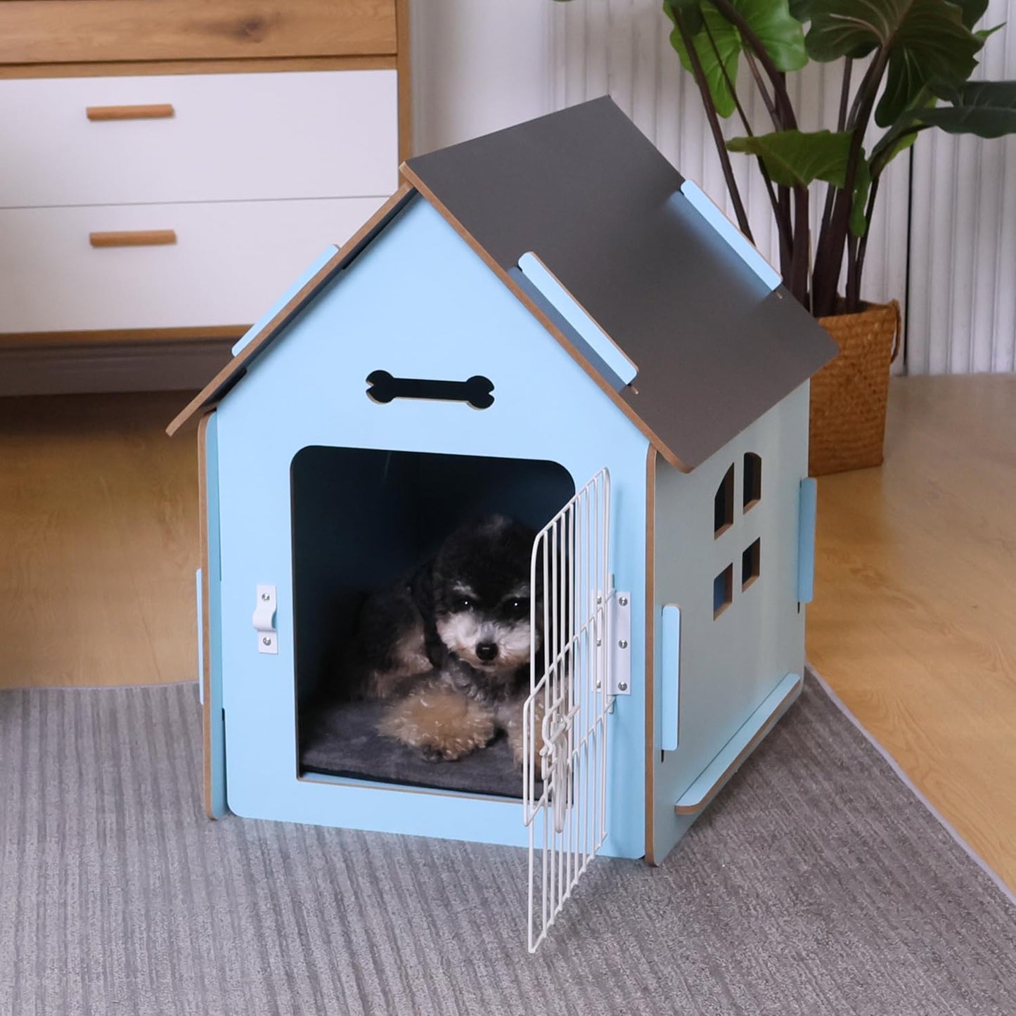 Dog House Indoor for Small Dogs or Cats, Cozy Wooden Design, Small Indoor Bed House, with Air Vents and Elevated Floor Warm Dog Cave