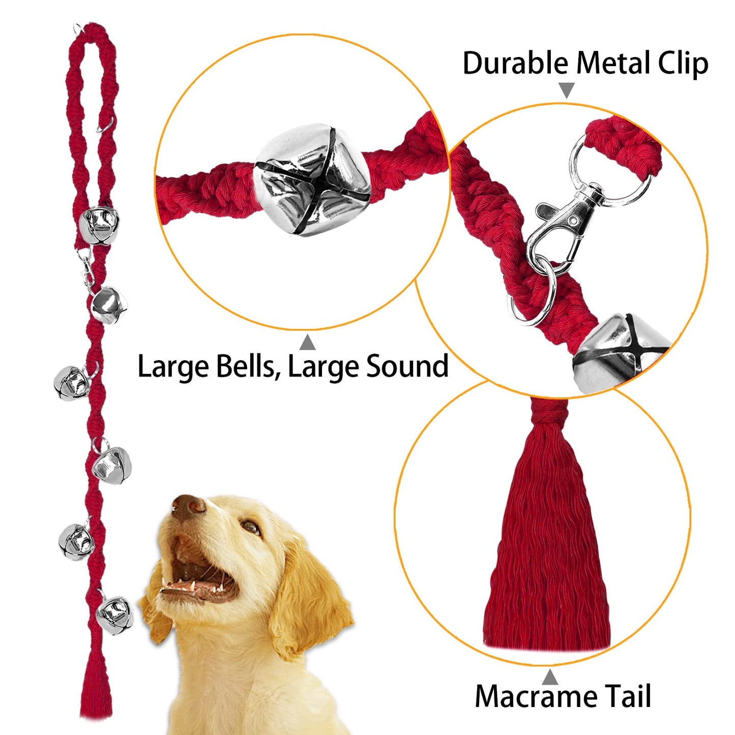 Dog Bells to Go Outside & Puppy Potty Training, Adjustable Dog Door Bell Ring to Go Potty, Handmade with Premium Yarn. Twisted Style, Beige