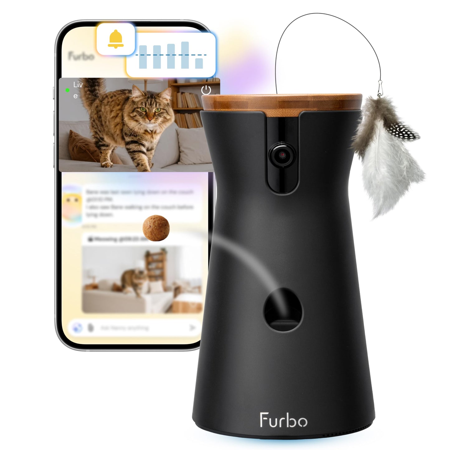 Furbo Mini 360° [Subscription Required] New 2K QHD Pet Camera - Unlock w/Paid Plan: Dog & Cat Safety Alerts, Rotating Treat Toss, 2-Way Speaker (Low Risk, 3mo Min. Cancel Anytime)
