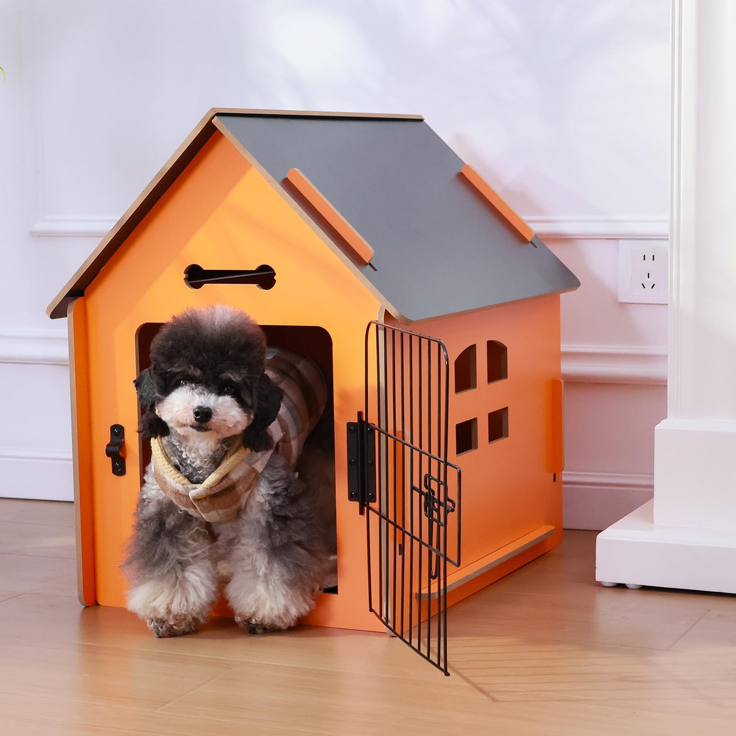 Dog House Indoor for Small Dogs or Cats, Cozy Wooden Design, Small Indoor Bed House, with Air Vents and Elevated Floor Warm Dog Cave