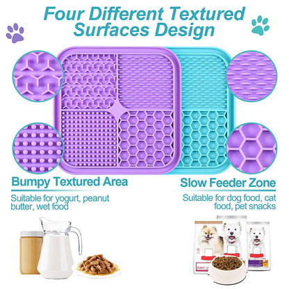 LUKITO Lick Mat for Dogs & Cats 2 Pack with Suction Cups, Dog Lick Mat for Anxiety Relief, Dog Toys to Keep Them Busy, Peanut Butter Licking Pad for Boredom Reducer, Perfect for Bathing Grooming
