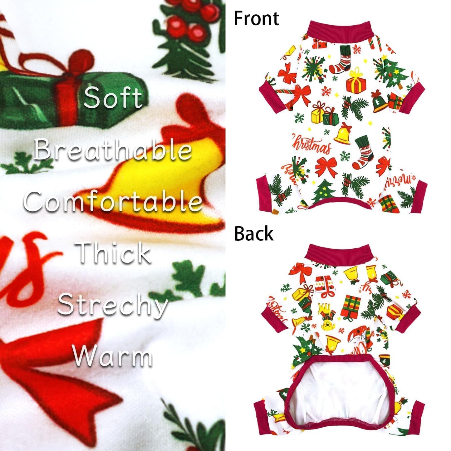XPUDAC 4 Pack Dog Pajamas Soft Strechy Summer Dog Pjs Puppy Clothes for Small Medium Dogs Boy Girl Cat Pet Outfits, M