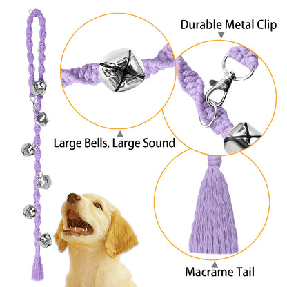 Dog Bells to Go Outside & Puppy Potty Training, Adjustable Dog Door Bell Ring to Go Potty, Handmade with Premium Yarn. Twisted Style, Beige