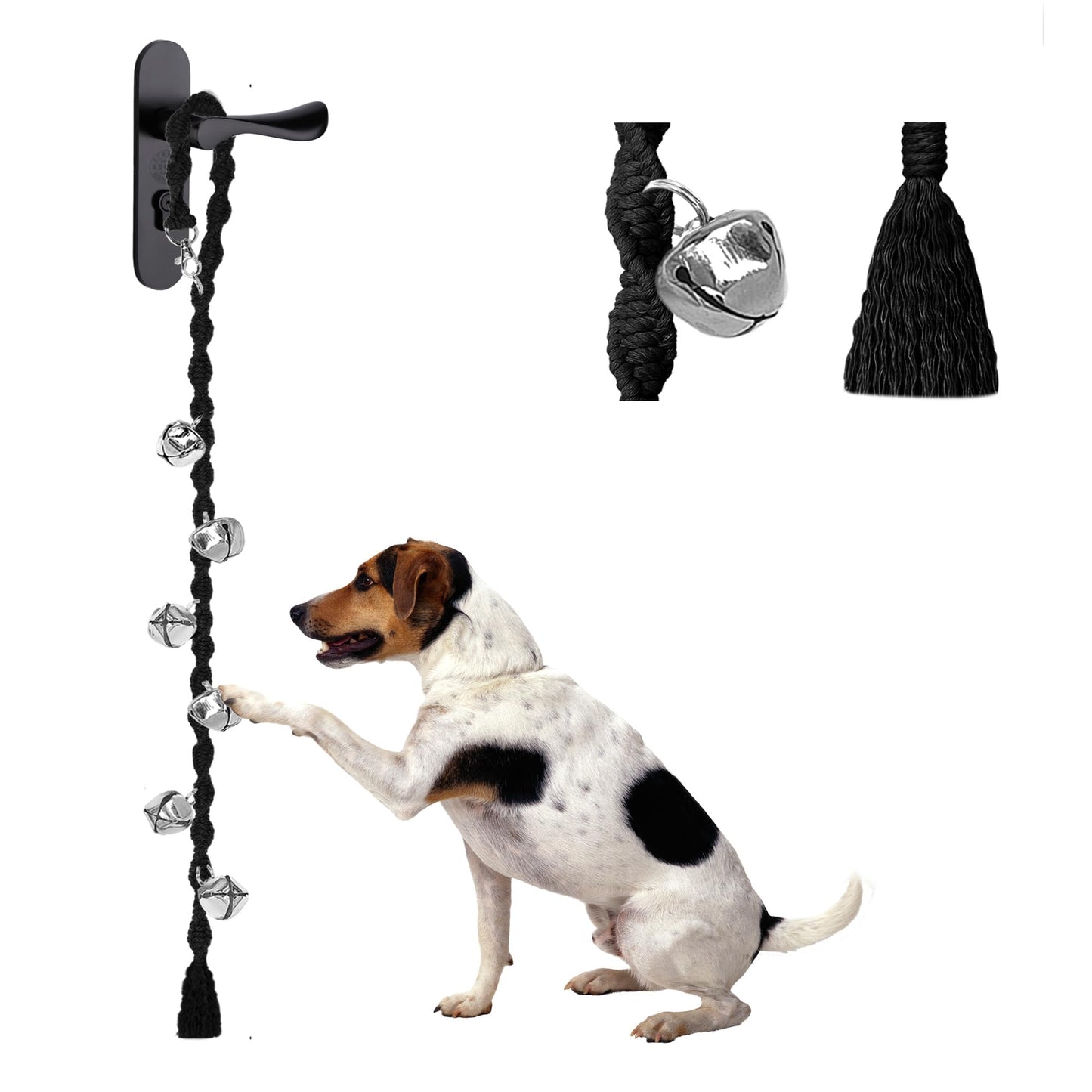 Dog Bells to Go Outside & Puppy Potty Training, Adjustable Dog Door Bell Ring to Go Potty, Handmade with Premium Yarn. Twisted Style, Beige