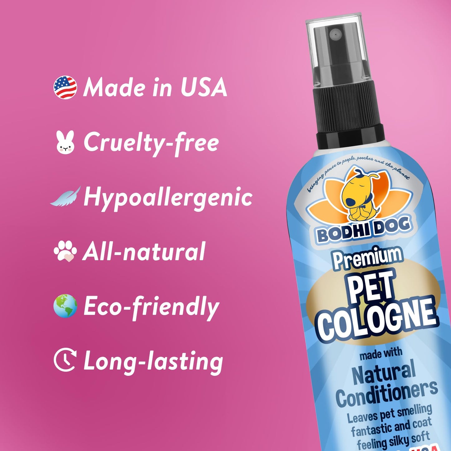 Bodhi Dog Premium Dog Cologne - Deodorizing Dog Perfume & Conditioner for Dogs & Cats - Natural Long Lasting Spray - Keeps Pets Fresh All Day - Gentle & Safe Formula, Made in USA (Baby Powder 4 Fl Oz)