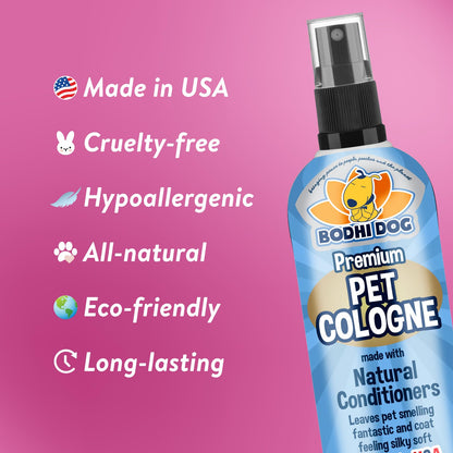 Bodhi Dog Premium Dog Cologne - Deodorizing Dog Perfume & Conditioner for Dogs & Cats - Natural Long Lasting Spray - Keeps Pets Fresh All Day - Gentle & Safe Formula, Made in USA (Baby Powder 4 Fl Oz)