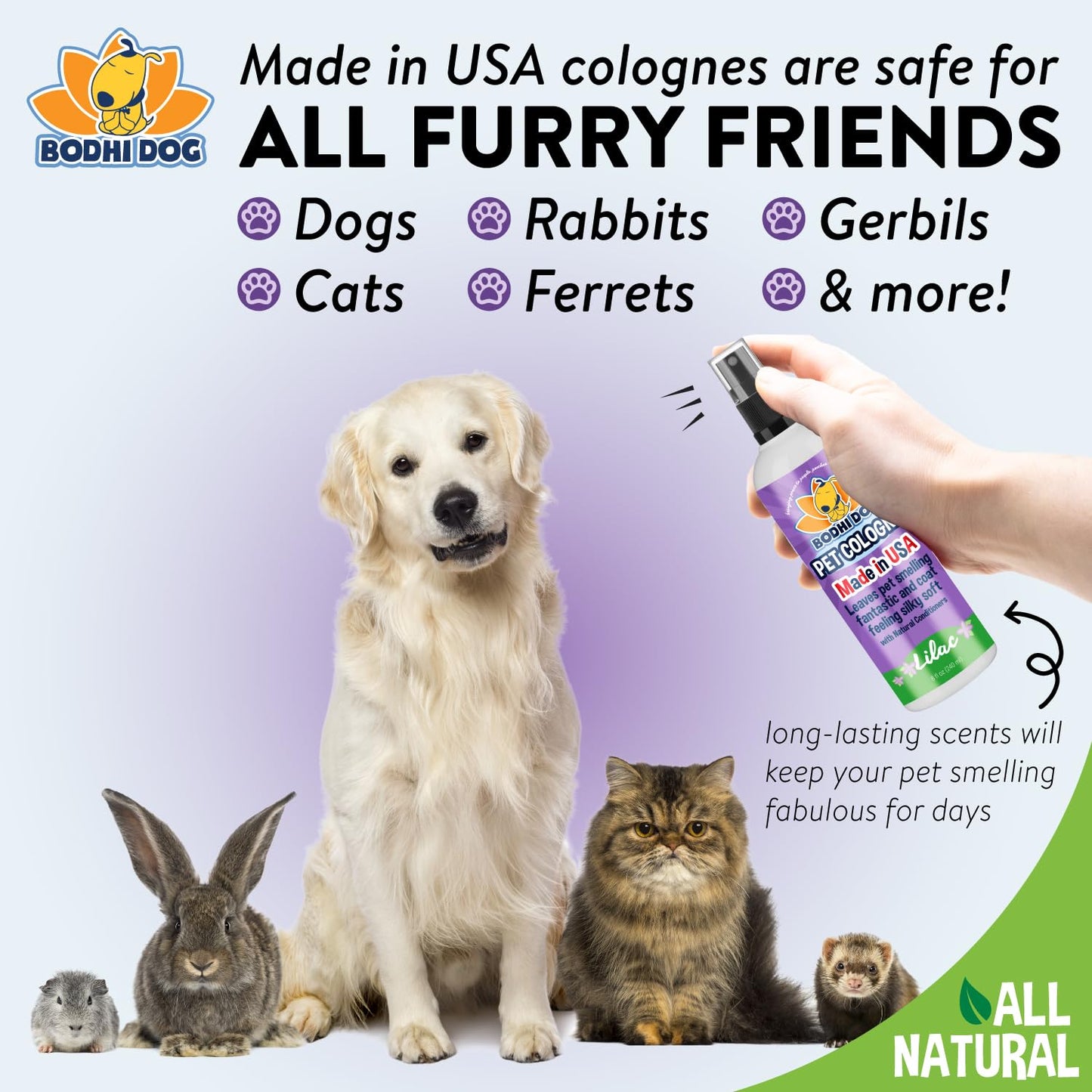 Bodhi Dog Premium Dog Cologne - Deodorizing Dog Perfume & Conditioner for Dogs & Cats - Natural Long Lasting Spray - Keeps Pets Fresh All Day - Gentle & Safe Formula, Made in USA (Baby Powder 4 Fl Oz)