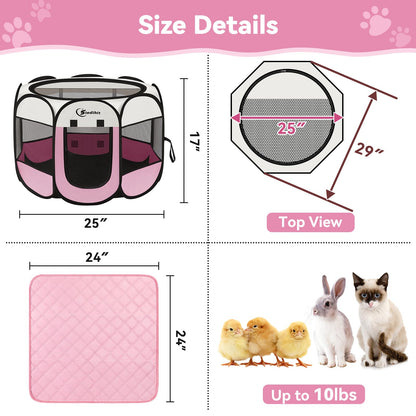 Siedihit Dog Cat Playpen, Puppy Pet Playpen Indoor for Small Dog Crate Tent Cage Outdoor, Portable Pop Up Dogs Enclosure Kennel with Carrying Case for Dogs/Cats/Rabbits(Grey, Small