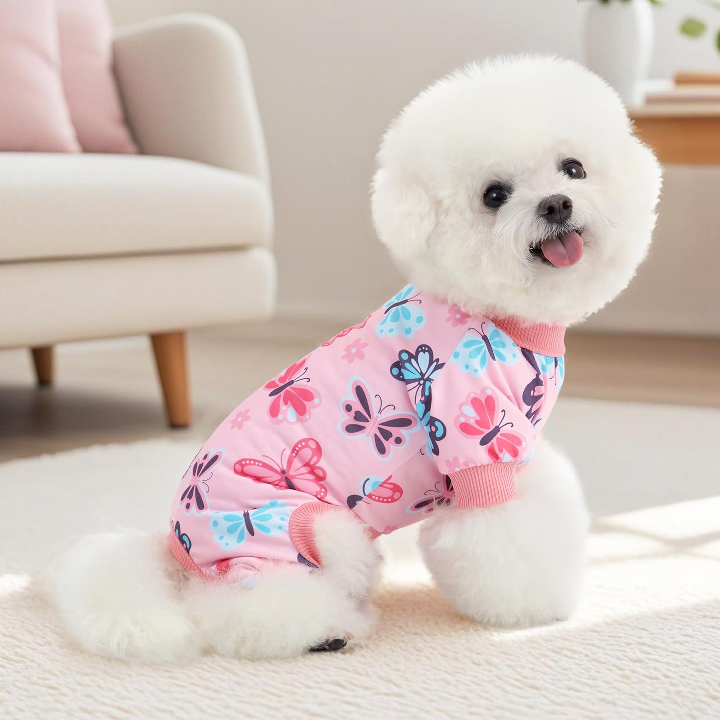 XPUDAC 4 Pack Dog Pajamas Soft Strechy Summer Dog Pjs Puppy Clothes for Small Medium Dogs Boy Girl Cat Pet Outfits, M