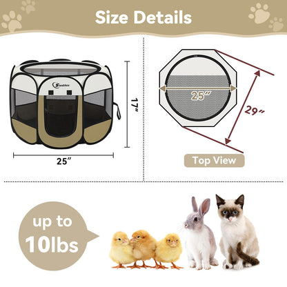 Siedihit Dog Cat Playpen, Puppy Pet Playpen Indoor for Small Dog Crate Tent Cage Outdoor, Portable Pop Up Dogs Enclosure Kennel with Carrying Case for Dogs/Cats/Rabbits(Grey, Small