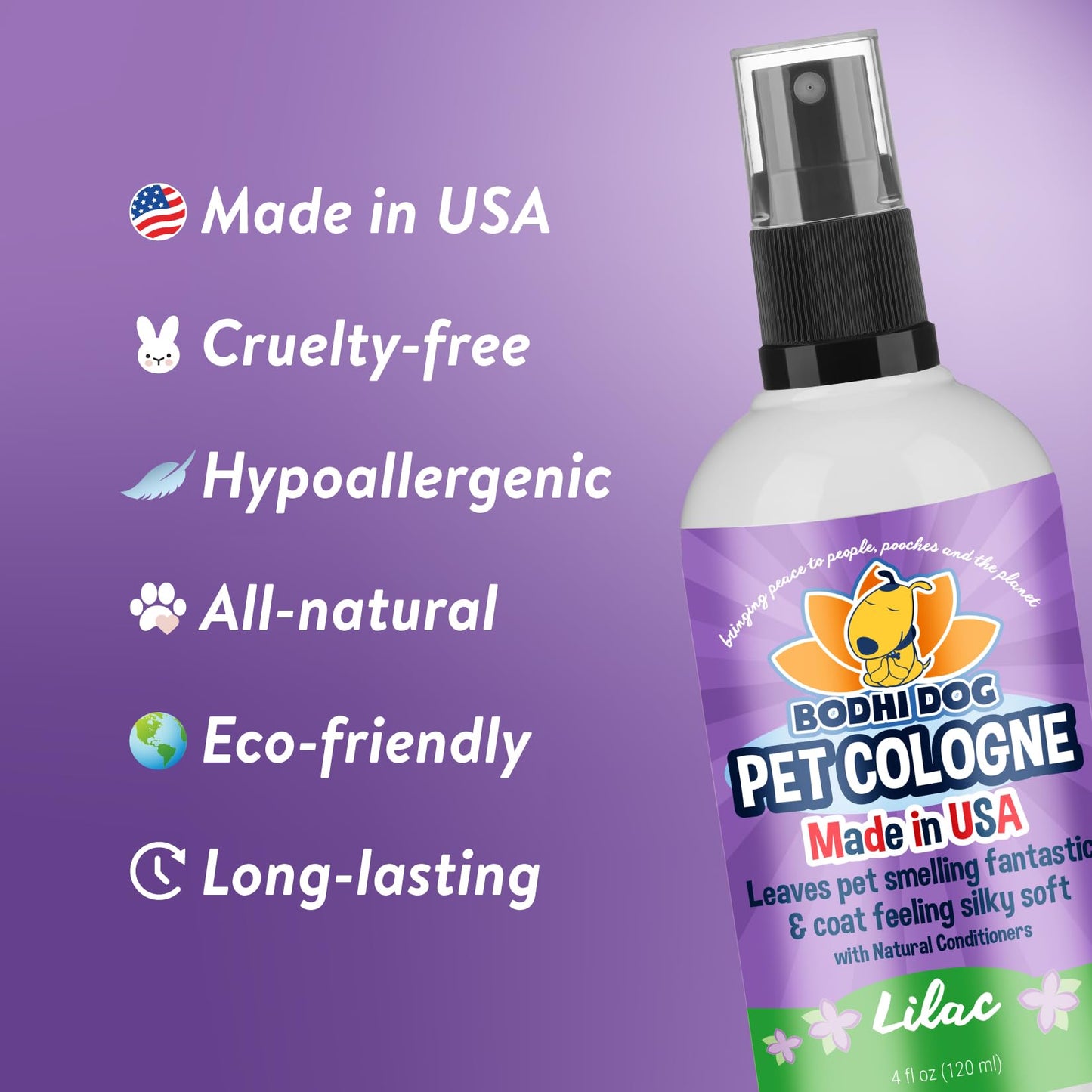 Bodhi Dog Premium Dog Cologne - Deodorizing Dog Perfume & Conditioner for Dogs & Cats - Natural Long Lasting Spray - Keeps Pets Fresh All Day - Gentle & Safe Formula, Made in USA (Baby Powder 4 Fl Oz)