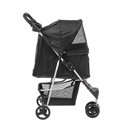 VEVOR Pet Stroller, 35 lbs Weight Capacity, Foldable Dog Stroller Cart, 4 Wheels Cats Strollers with with Detachable Carrier & Mesh Windows, Portable Design with Brake for Small to Medium Pets