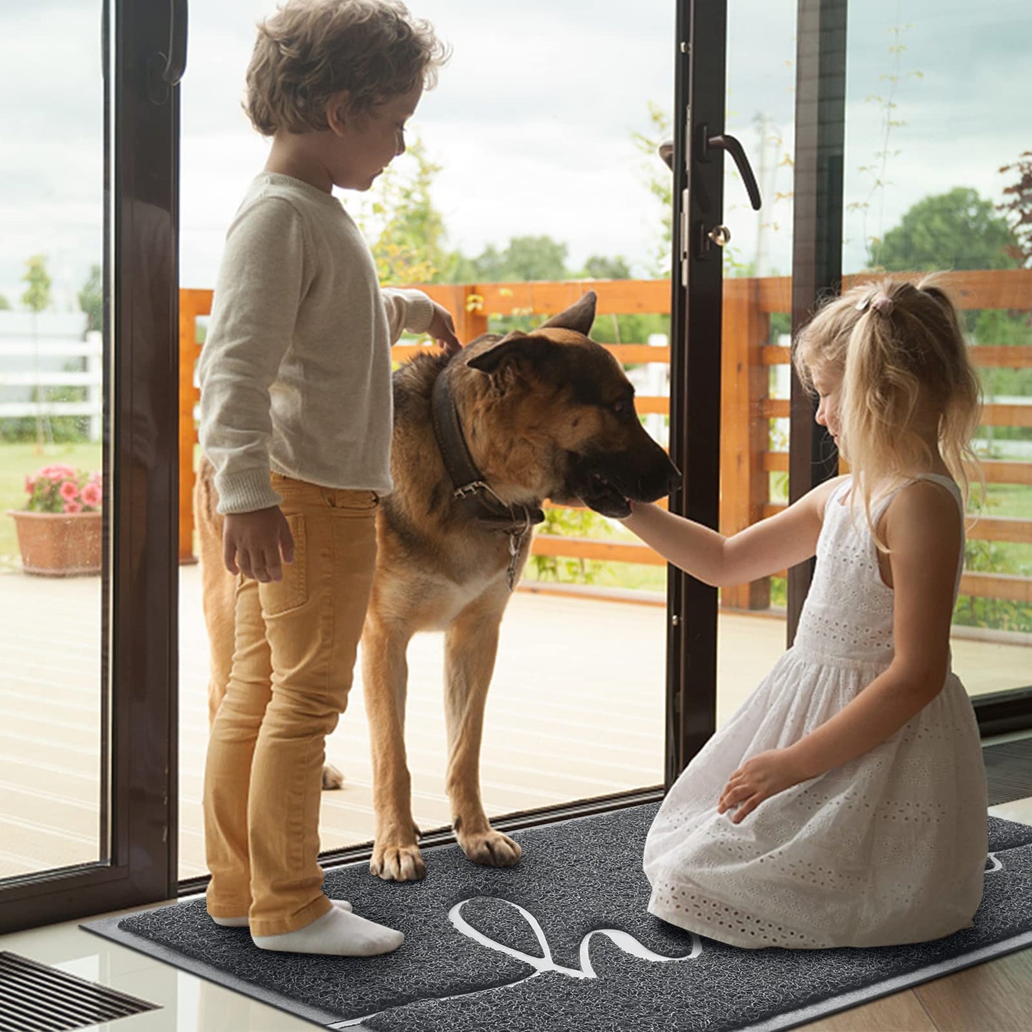 BeneathYourFeet Door Mat (30"x17.5",Black), Welcome Mat Low Profile Front Doormat Floor Mat Non Slip Rugs for Entryway, Patio, High Traffic Areas