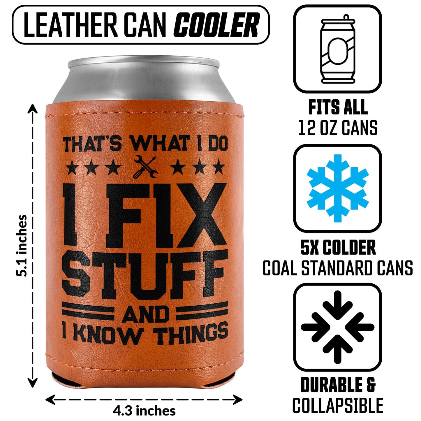 Best Dog Dad Ever Leather Can Cooler Holder Sleeve 12oz – Dog Lover Gifts for Men, Dad, Husband, Boyfriend, Grandpa – Dog Dad Gifts, Funny Pet Owner Gift, Birthday, Christmas Present