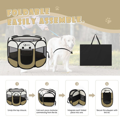 Siedihit Dog Cat Playpen, Puppy Pet Playpen Indoor for Small Dog Crate Tent Cage Outdoor, Portable Pop Up Dogs Enclosure Kennel with Carrying Case for Dogs/Cats/Rabbits(Grey, Small