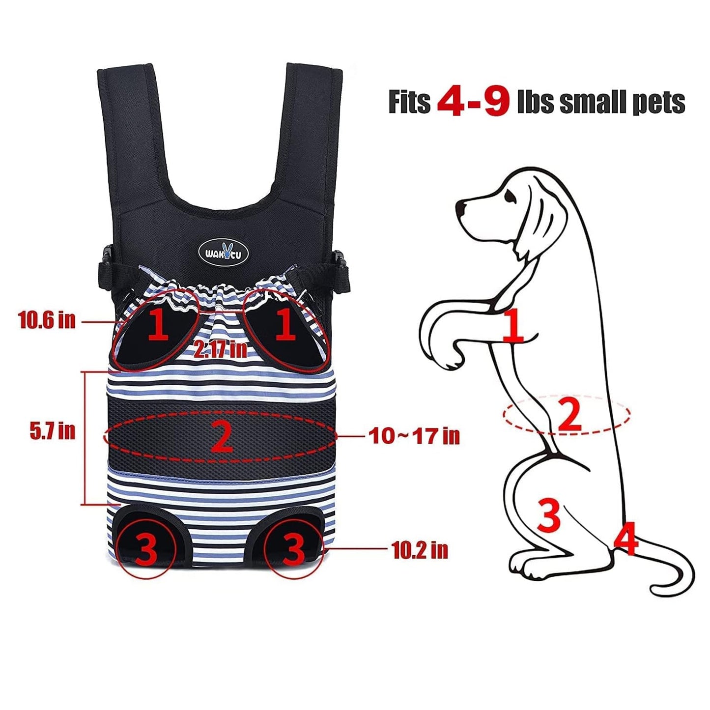 Dog Front Carrier Backpacks for Small Dogs, Legs Out Pet Carrier Sling Backpack with Adjustable Padded Ventilated Shoulder Straps, Easy-Fit for Traveling Hiking Camping,Medium