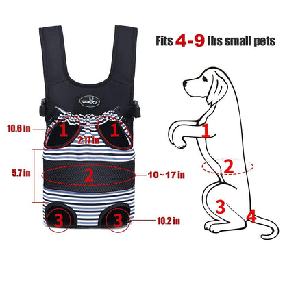 Dog Front Carrier Backpacks for Small Dogs, Legs Out Pet Carrier Sling Backpack with Adjustable Padded Ventilated Shoulder Straps, Easy-Fit for Traveling Hiking Camping,Medium