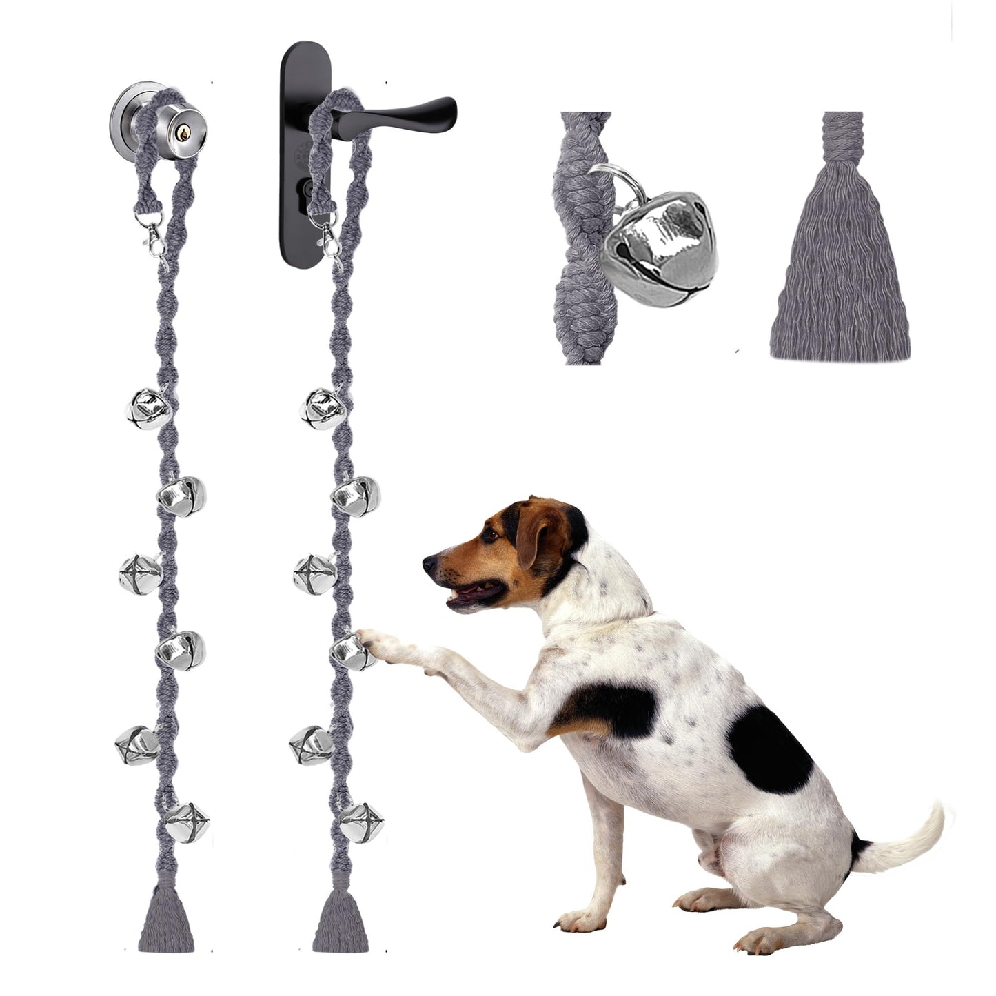 Dog Bells to Go Outside & Puppy Potty Training, Adjustable Dog Door Bell Ring to Go Potty, Handmade with Premium Yarn. Twisted Style, Beige