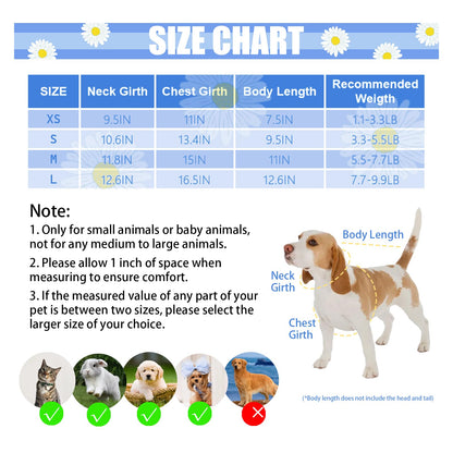 Dog Dress Bowknot Harness Leash Set for Small Girl Dogs Pink Floral Dog Cat Clothes Cute Puppy Outfits Pet Clothes Spring Summer Breathable Dresses(Samll)