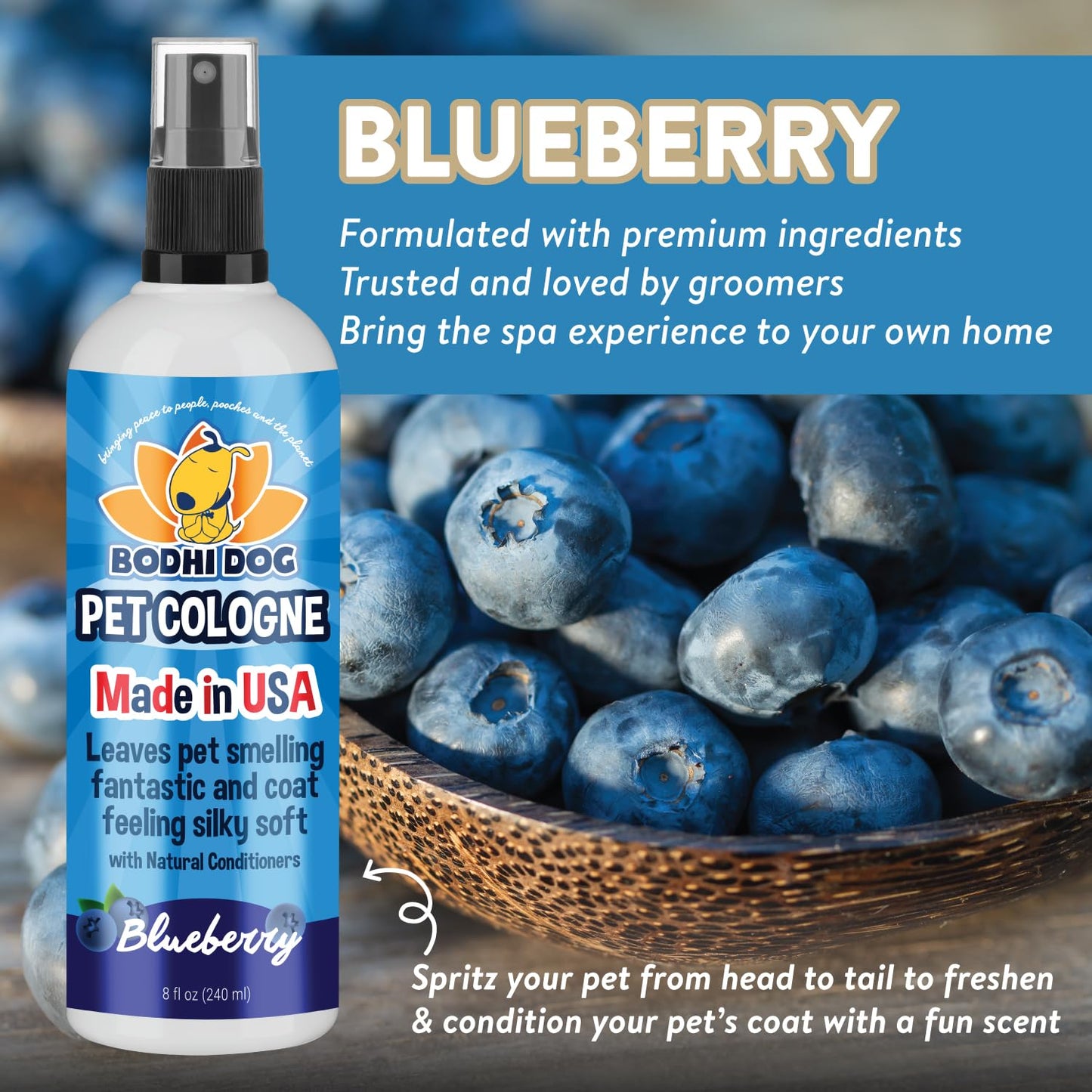 Bodhi Dog Premium Dog Cologne - Deodorizing Dog Perfume & Conditioner for Dogs & Cats - Natural Long Lasting Spray - Keeps Pets Fresh All Day - Gentle & Safe Formula, Made in USA (Baby Powder 4 Fl Oz)