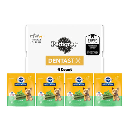 Pedigree Dentastix Dental Chews for Dogs, Small and Toy Breed Dog Treats, Fresh Flavor, 12.31 oz. Bag (51 Treats Total)