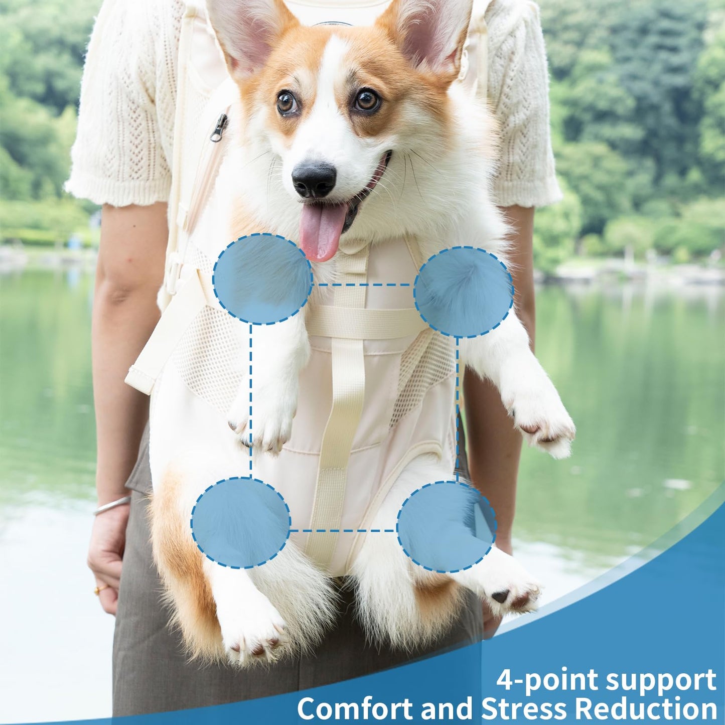 Dog Front Carrier Backpacks for Small Dogs, Legs Out Pet Carrier Sling Backpack with Adjustable Padded Ventilated Shoulder Straps, Easy-Fit for Traveling Hiking Camping,Medium