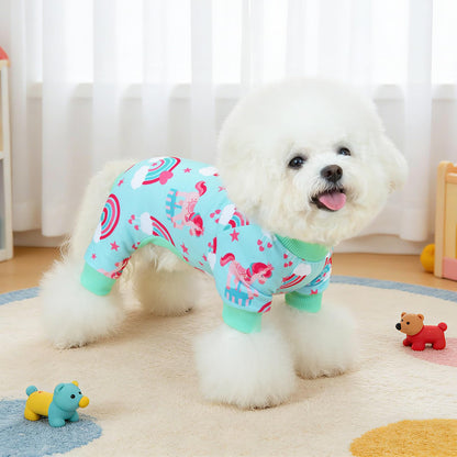 XPUDAC 4 Pack Dog Pajamas Soft Strechy Summer Dog Pjs Puppy Clothes for Small Medium Dogs Boy Girl Cat Pet Outfits, M