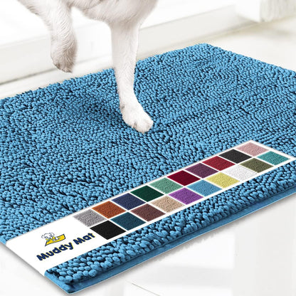 Muddy Mat® | Super Absorbent Door Mat Indoor, Microfiber Quick Dry Chenille Entryway Rug, Non-Slip Front Door Mat, Indoor Mats for Entryway, Machine Washable Pet Rug, Grey 30"x19"