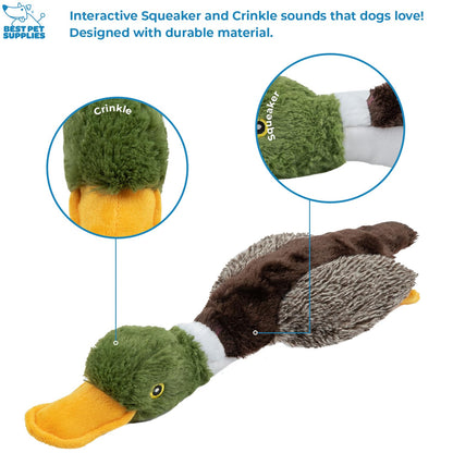 Best Pet Supplies Interactive Squeaky Dog Chew Toy, Ideal Dog Toys for Chewers, Small, Medium & Large Dogs, and Fetch Lovers - Bunny (Beige), Large