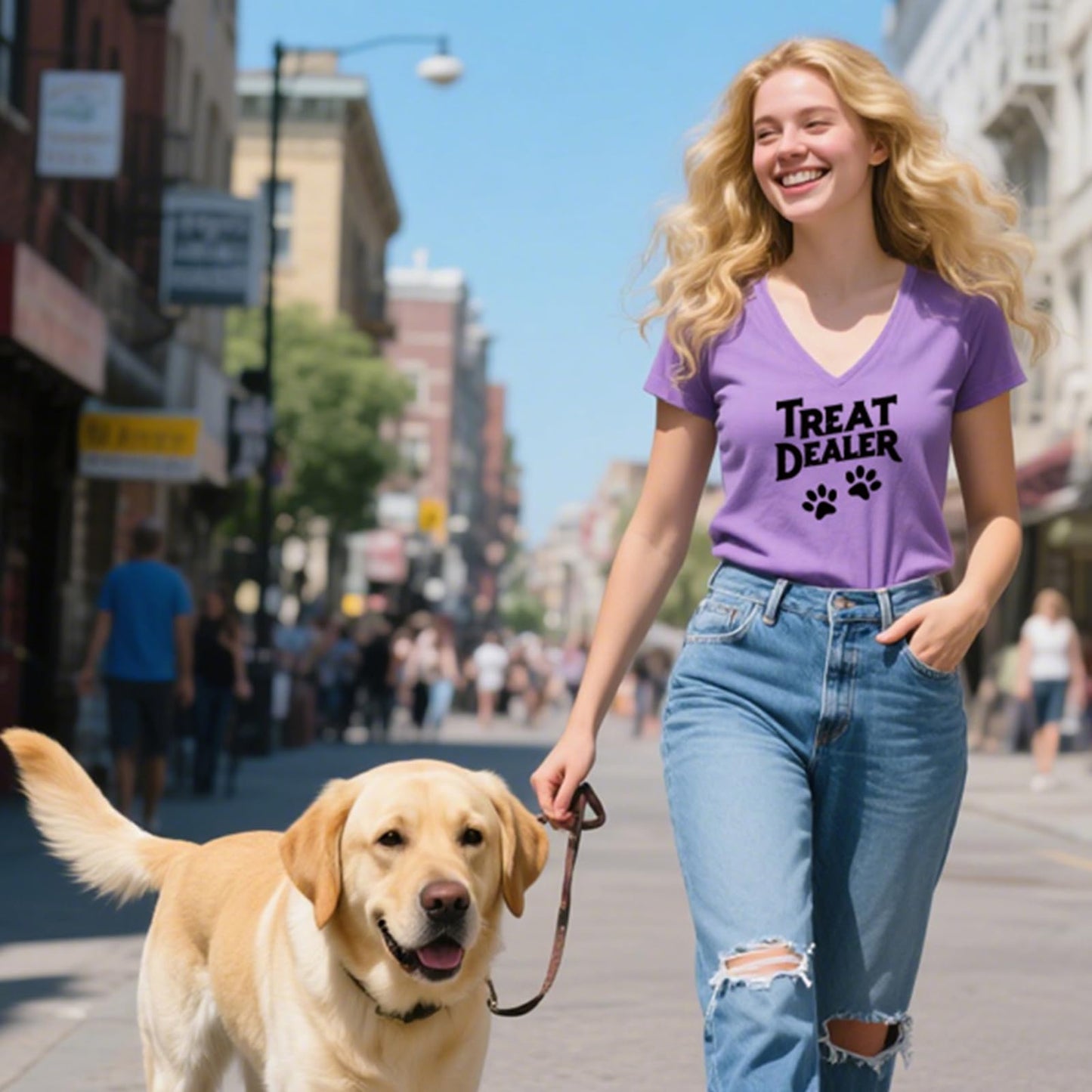Treat Dealer T Shirt Women, V Neck Short Sleeve Tops Cute Dog Paw Print Graphic Tees Funny Humor Dog Owner Shirts