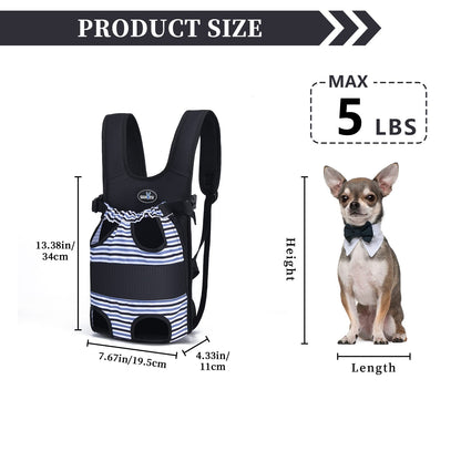 Dog Front Carrier Backpacks for Small Dogs, Legs Out Pet Carrier Sling Backpack with Adjustable Padded Ventilated Shoulder Straps, Easy-Fit for Traveling Hiking Camping,Medium
