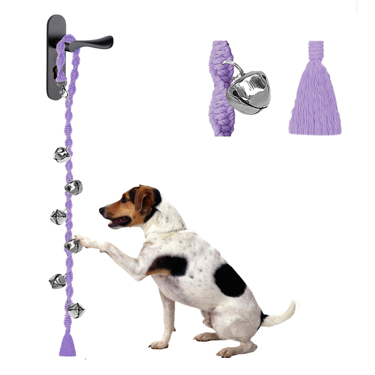 Dog Bells to Go Outside & Puppy Potty Training, Adjustable Dog Door Bell Ring to Go Potty, Handmade with Premium Yarn. Twisted Style, Beige
