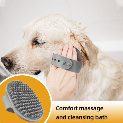 Bath Grooming Kit for Pets - Hair Brush Set with Towel, Washing Gloves, and Shampoo Scrubber Brush for Dogs and Cats (Pink)
