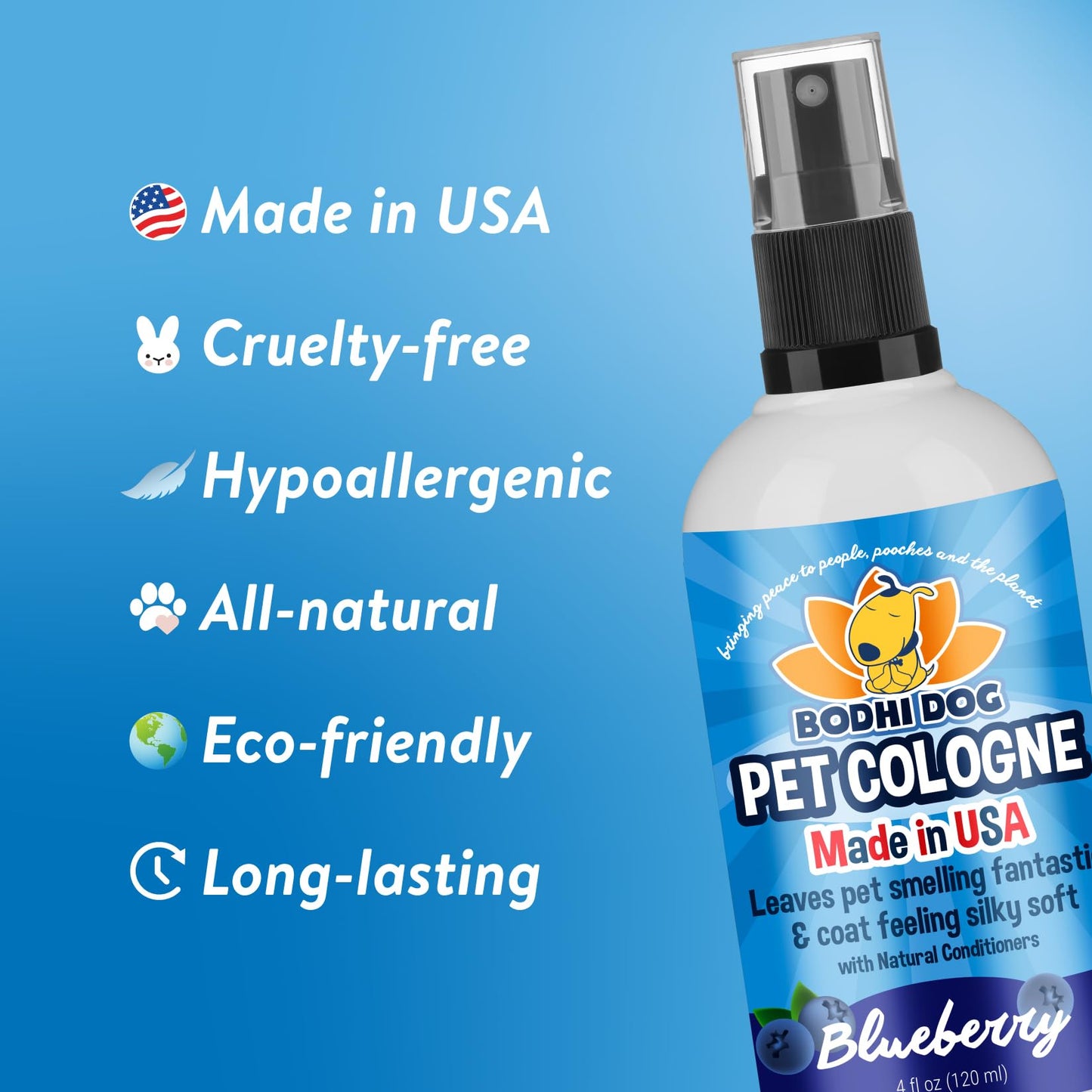 Bodhi Dog Premium Dog Cologne - Deodorizing Dog Perfume & Conditioner for Dogs & Cats - Natural Long Lasting Spray - Keeps Pets Fresh All Day - Gentle & Safe Formula, Made in USA (Baby Powder 4 Fl Oz)