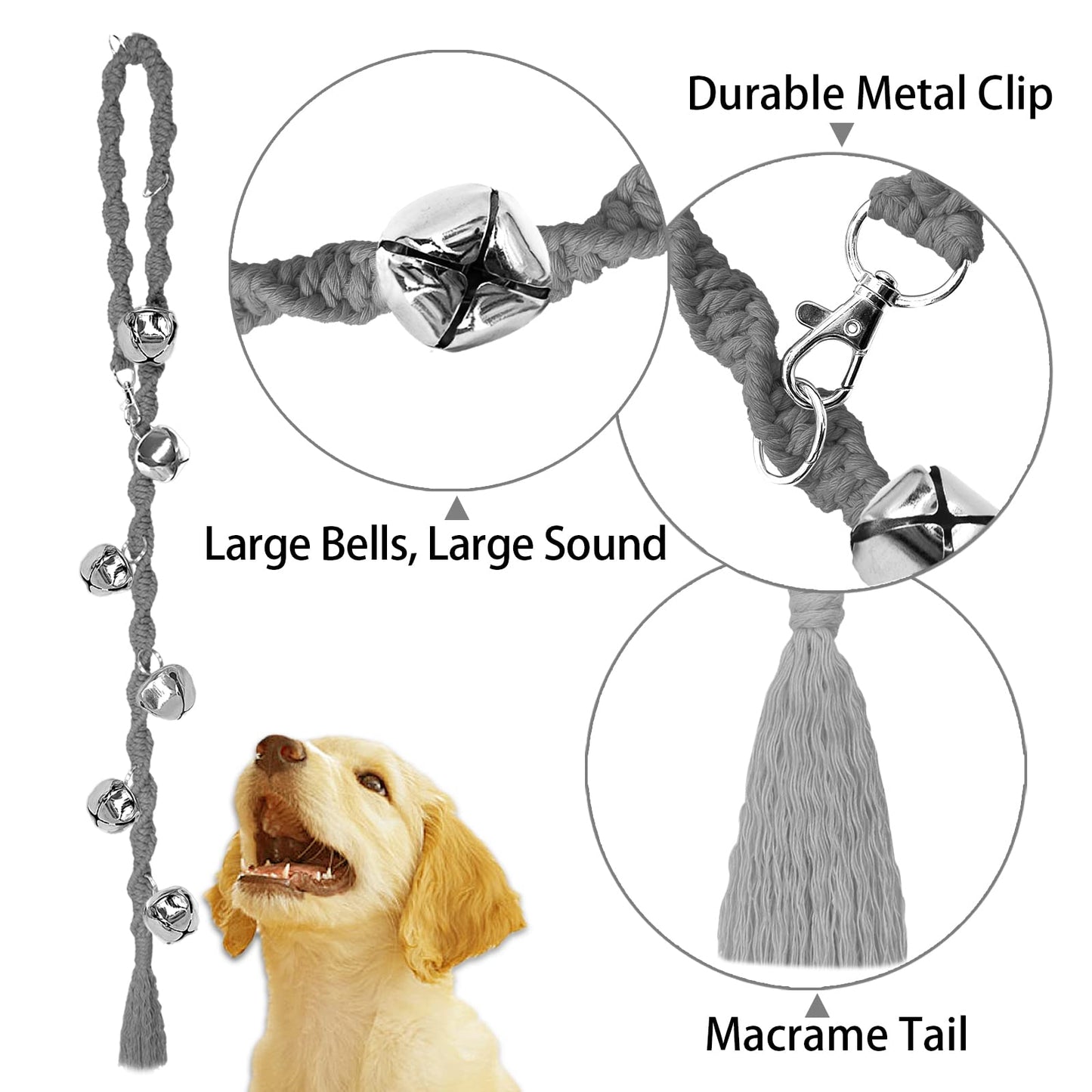 Dog Bells to Go Outside & Puppy Potty Training, Adjustable Dog Door Bell Ring to Go Potty, Handmade with Premium Yarn. Twisted Style, Beige