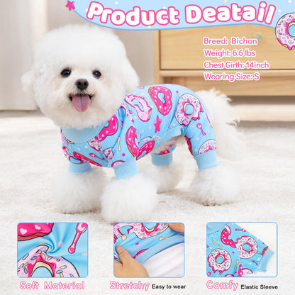 XPUDAC 4 Pack Dog Pajamas Soft Strechy Summer Dog Pjs Puppy Clothes for Small Medium Dogs Boy Girl Cat Pet Outfits, M