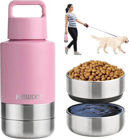 Insulated Dog Travel Water Bottle With Detachable Bowls, Ideal Dog Mom Gifts for Women, Portable Water Bottle Dispenser, For Walking, Hiking, Camping, Outdoor (Pink:Best Dog Mom, 32 Oz)