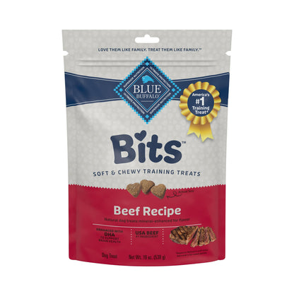 Blue Buffalo Bits Soft Dog Treats for Training, Made with Natural Ingredients & Enhanced with DHA, Beef Recipe, 19-oz Bag