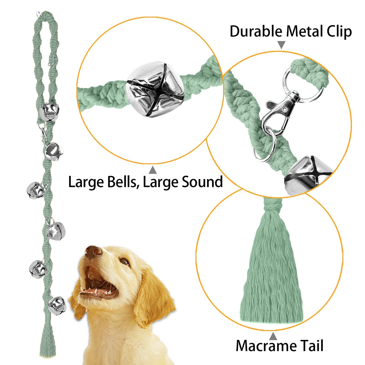 Dog Bells to Go Outside & Puppy Potty Training, Adjustable Dog Door Bell Ring to Go Potty, Handmade with Premium Yarn. Twisted Style, Beige