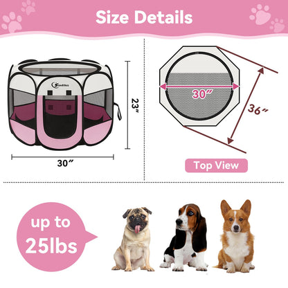 Siedihit Dog Cat Playpen, Puppy Pet Playpen Indoor for Small Dog Crate Tent Cage Outdoor, Portable Pop Up Dogs Enclosure Kennel with Carrying Case for Dogs/Cats/Rabbits(Grey, Small