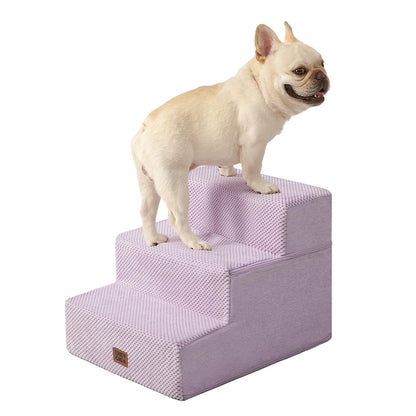 EHEYCIGA Dog Stairs for Bed 18" H, 4-Step Dog Steps for High Bed, Pet Steps for Small Dogs and Cats, Non-Slip Balanced Pet Ramp Indoor, Grey