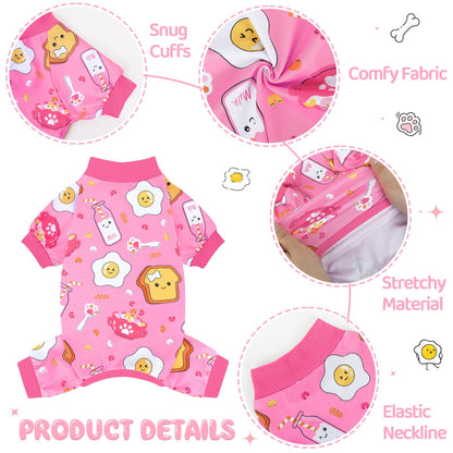 XPUDAC 4 Pack Dog Pajamas Soft Strechy Summer Dog Pjs Puppy Clothes for Small Medium Dogs Boy Girl Cat Pet Outfits, M