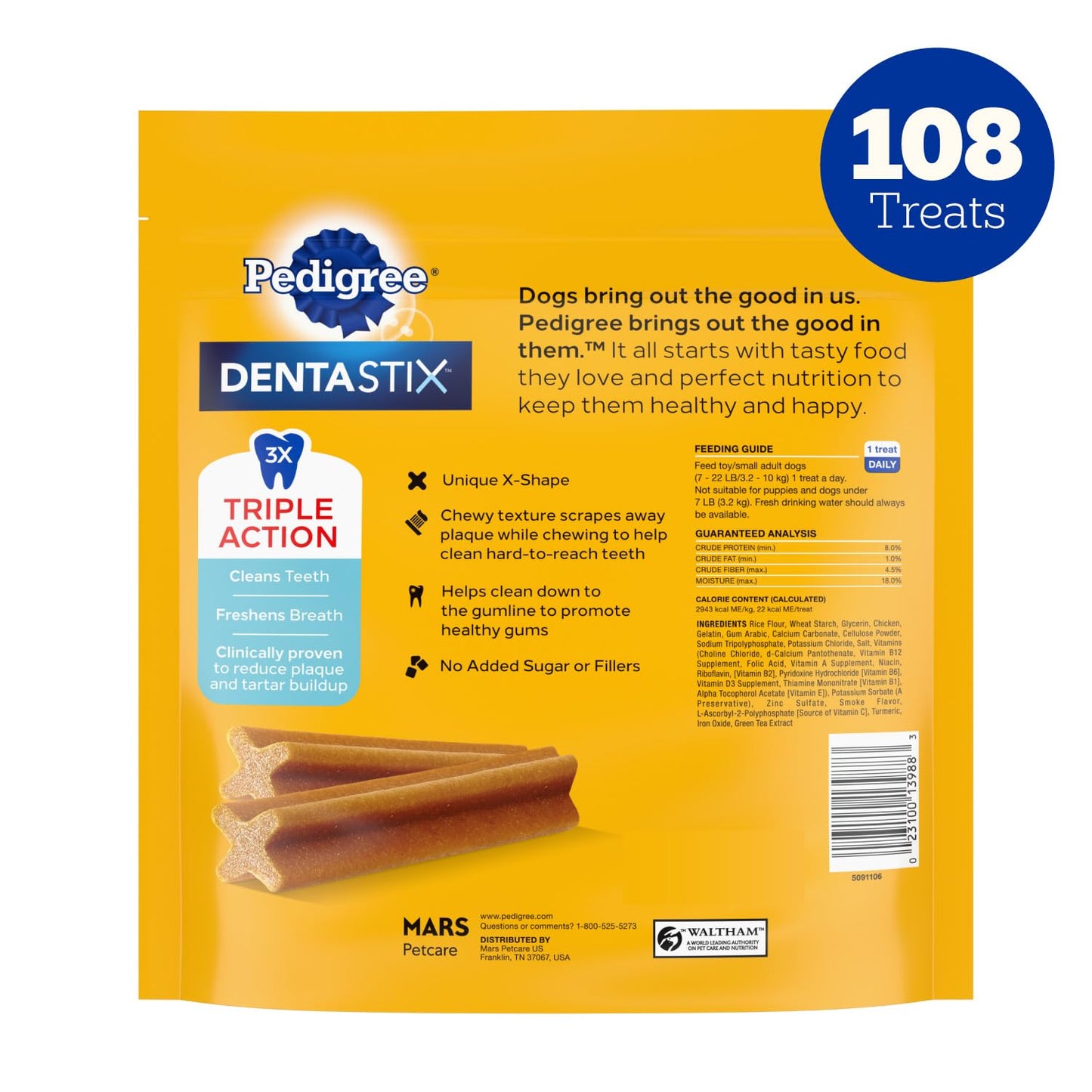 Pedigree Dentastix Dental Chews for Dogs, Small and Toy Breed Dog Treats, Fresh Flavor, 12.31 oz. Bag (51 Treats Total)