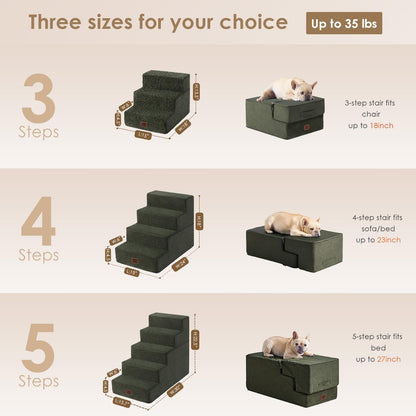 EHEYCIGA Dog Stairs for Bed 18" H, 4-Step Dog Steps for High Bed, Pet Steps for Small Dogs and Cats, Non-Slip Balanced Pet Ramp Indoor, Grey