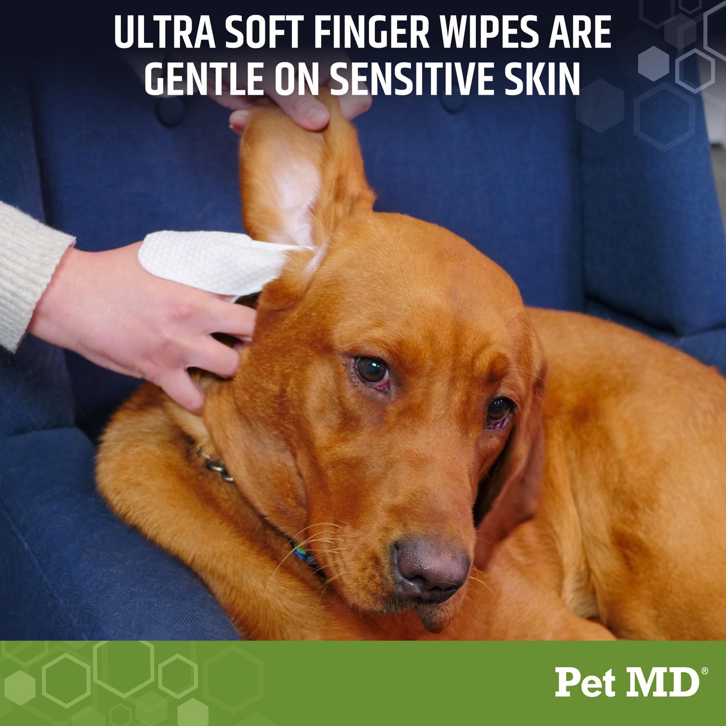 Pet MD Dog Ear Cleaning Wipes – Otic Cleanser for Dogs, Soothing Ear Care with Aloe Vera & Eucalyptus, Regular Wipes, 100 Count