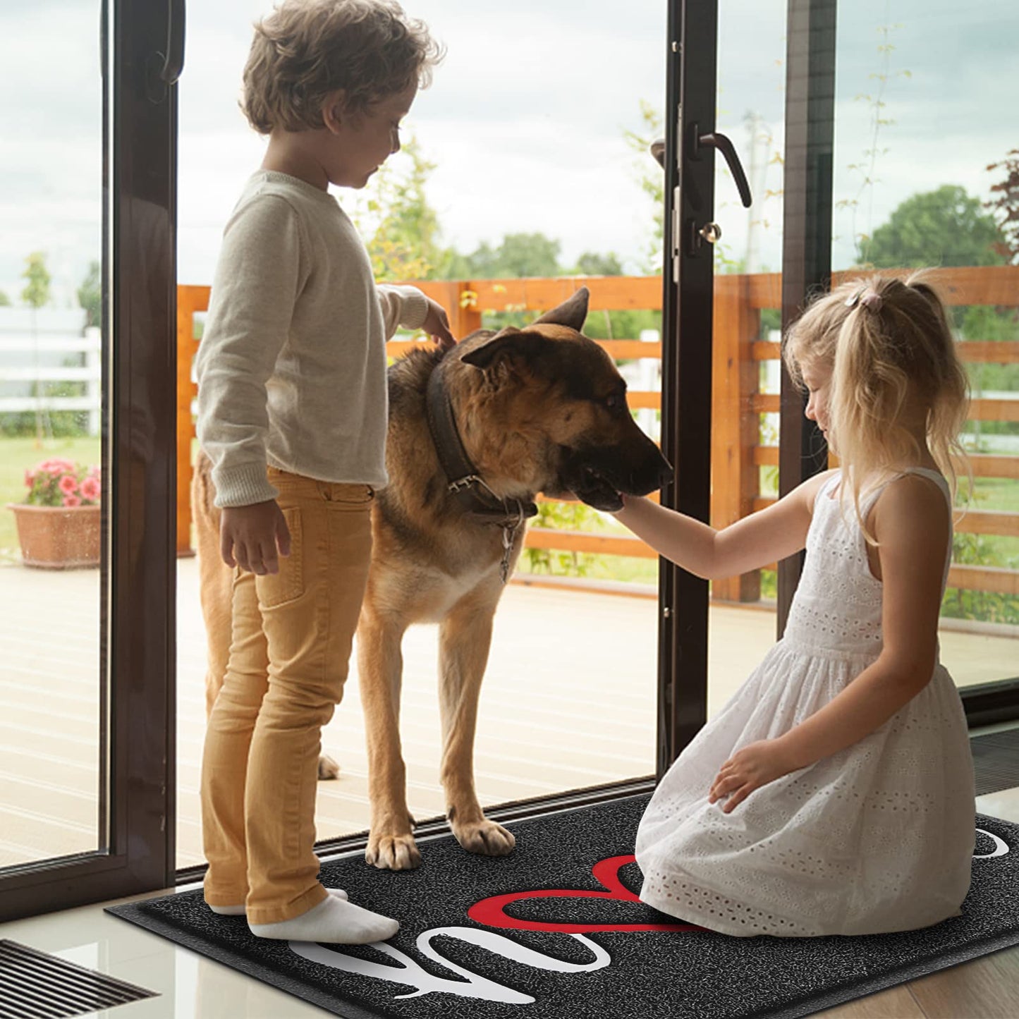 BeneathYourFeet Door Mat (30"x17.5",Black), Welcome Mat Low Profile Front Doormat Floor Mat Non Slip Rugs for Entryway, Patio, High Traffic Areas