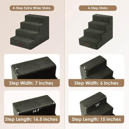 EHEYCIGA Dog Stairs for Bed 18" H, 4-Step Dog Steps for High Bed, Pet Steps for Small Dogs and Cats, Non-Slip Balanced Pet Ramp Indoor, Grey